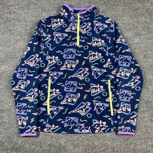 Chubbies Pullover Women's S Dinosaur Retro Fleece Top Navy Full Zip Up Preppy